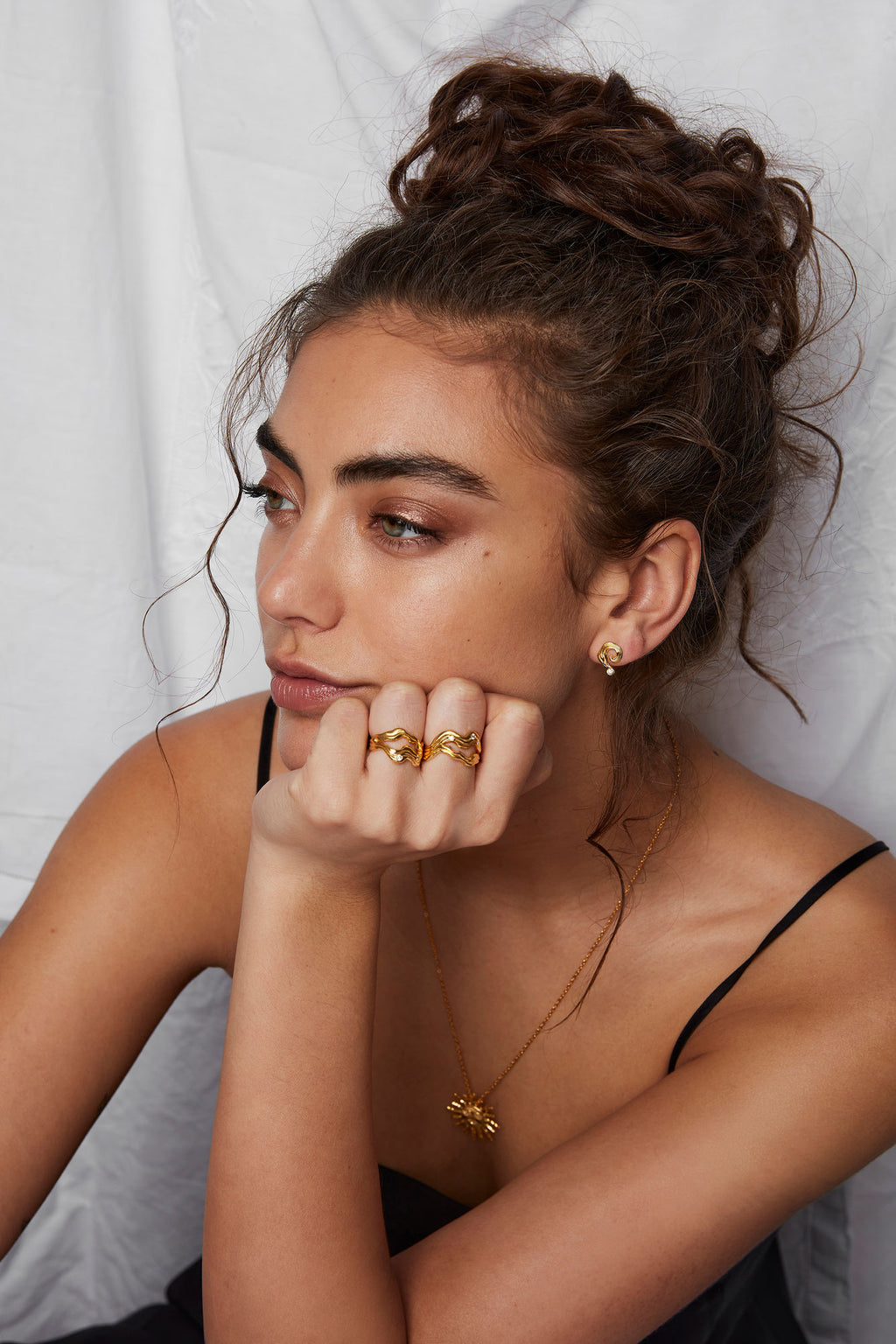 Galaxy Gold Plated Earring w. Zirconia