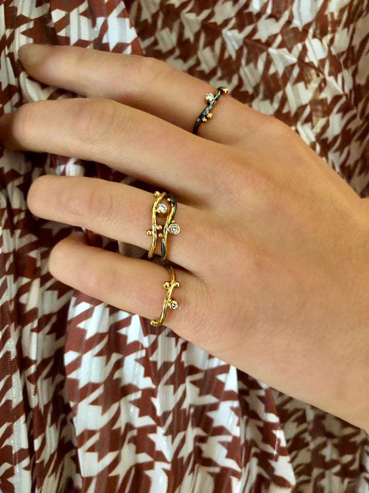 Seafire Guld & Sølv Ring m. Diamant, 0.02 ct