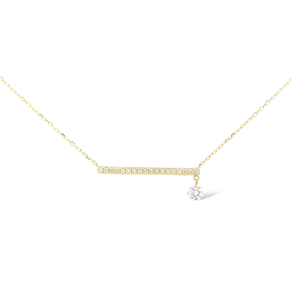 Bar Pavé 18K Gold Necklace w. Diamonds