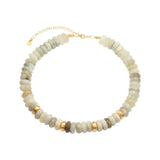 Collar Pebbles 18K Gold Plated Necklace w. Moonstone