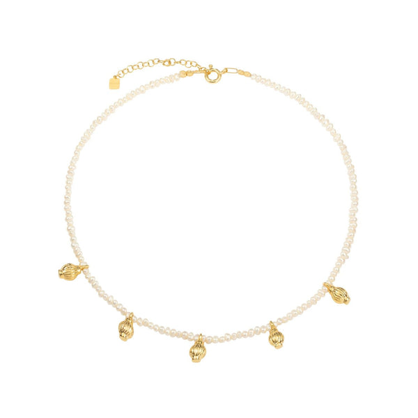 Ánfora 18K Gold Plated Necklace w. Pearls