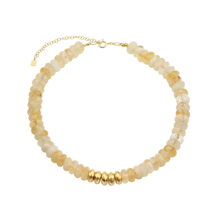 Collar Pebbles 18K Gold Plated Necklace w. Citrin
