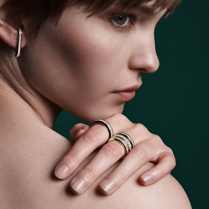 Eternity Black 14K Gold Ear Cuffs w. Lab-Grown Diamonds