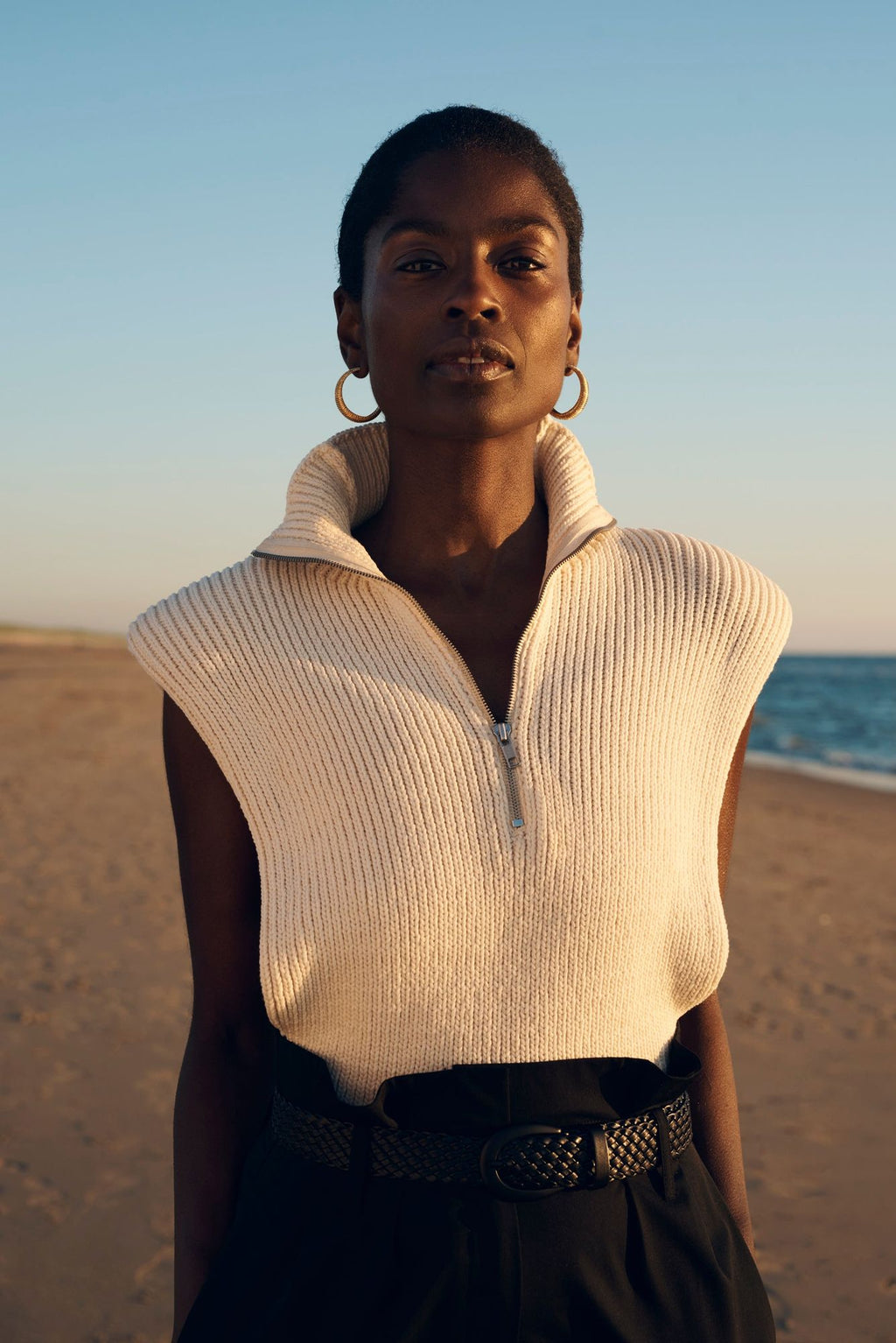 The Beach Large Gold Plated Hoops - Pair