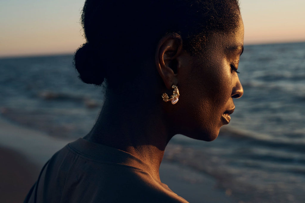 The Organic Forgyldte Hoops m. Perler - Par