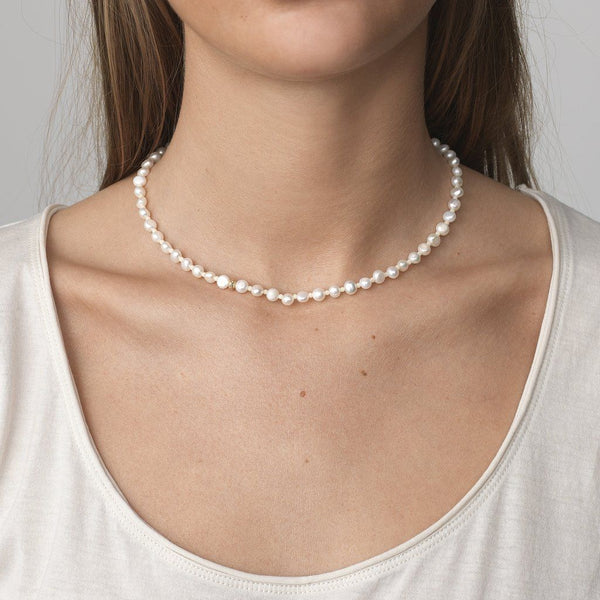 Petit Stellar Pearly Gold Plated Necklace w. Pearls