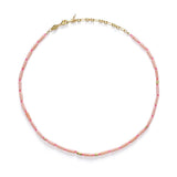 Malibu Pink-a-boo Gold Plated Necklace w. Pink/Rose Beads