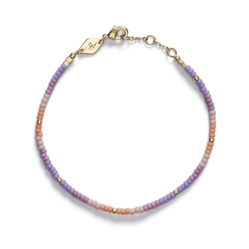 Tie-Dye Gold Plated Bracelet w. Peach Blossom Beads