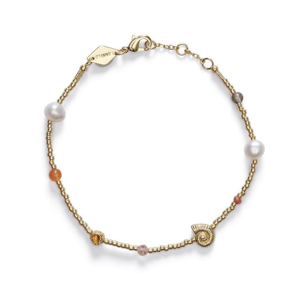 Spirale D'or Gold Plated Bracelet w. Beads & Pearls