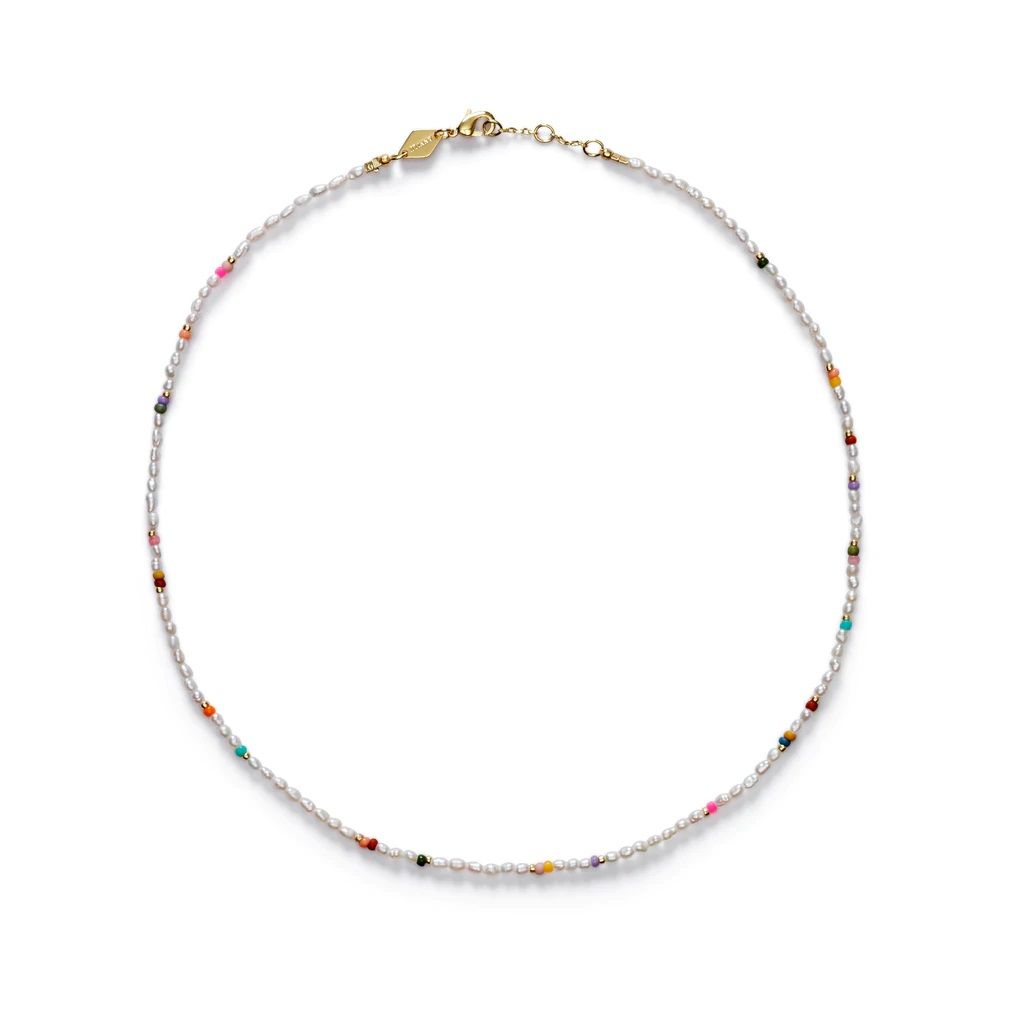 Tutti Forgyldt Halskæde m. Glasperler & Perler