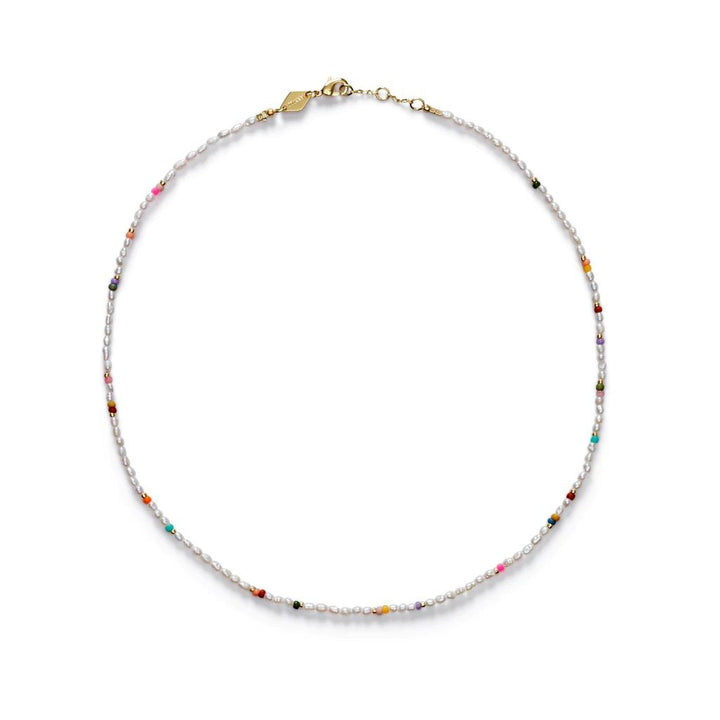 Tutti Forgyldt Halskæde m. Glasperler & Perler