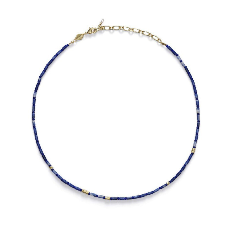 Azzurro Gold Plated Necklace w. Blue Beads