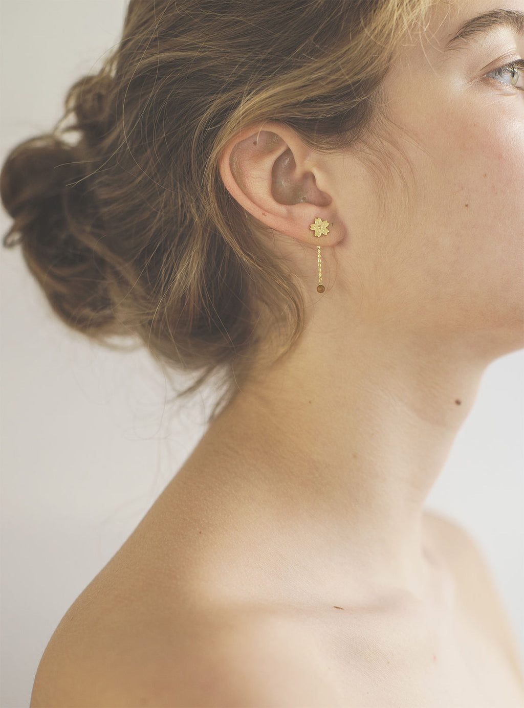 Sakura Backdrop Gold Plated Studs w. Coral