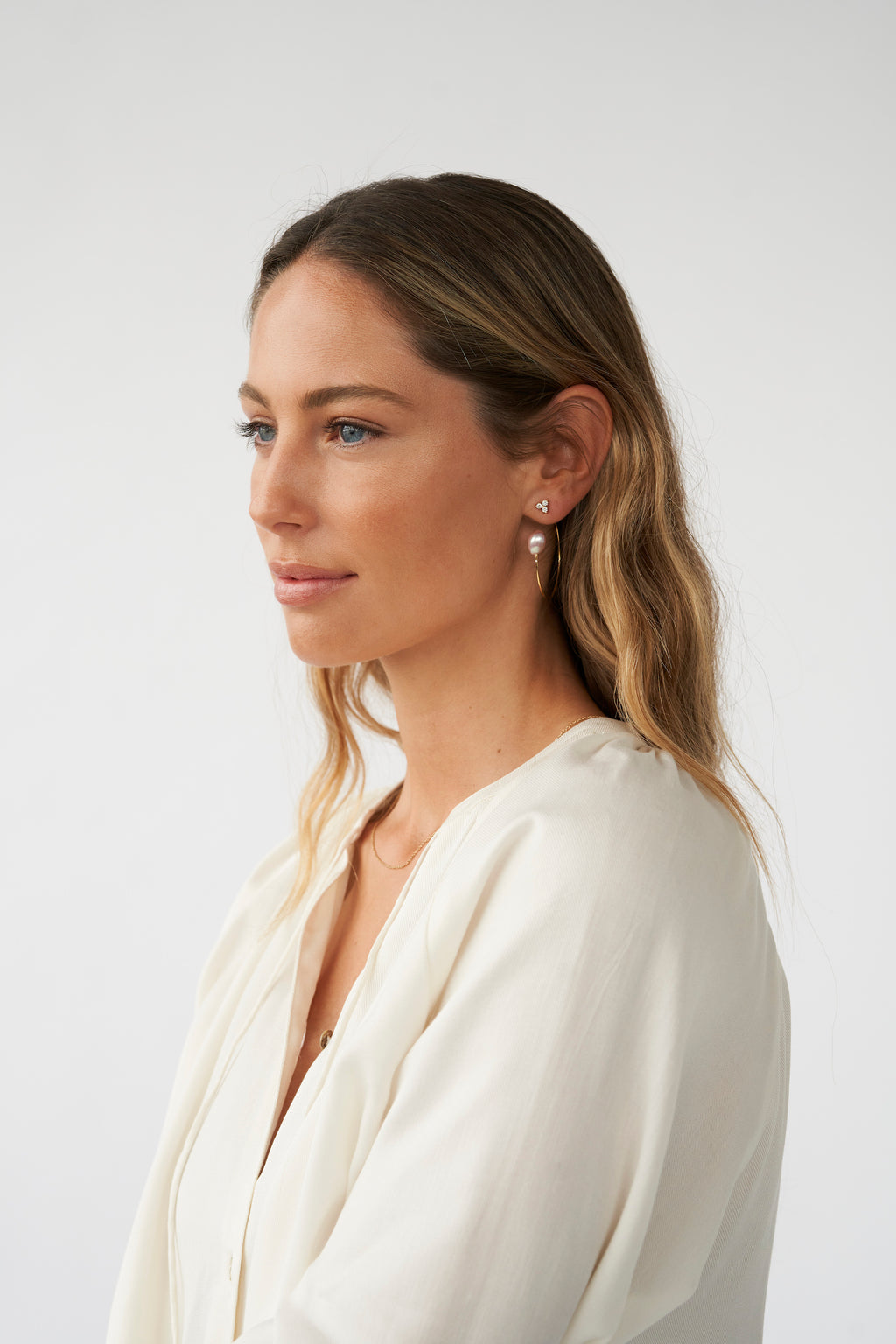 Fryd 18K Gold Earring-Pendant w. Diamond & Pearl