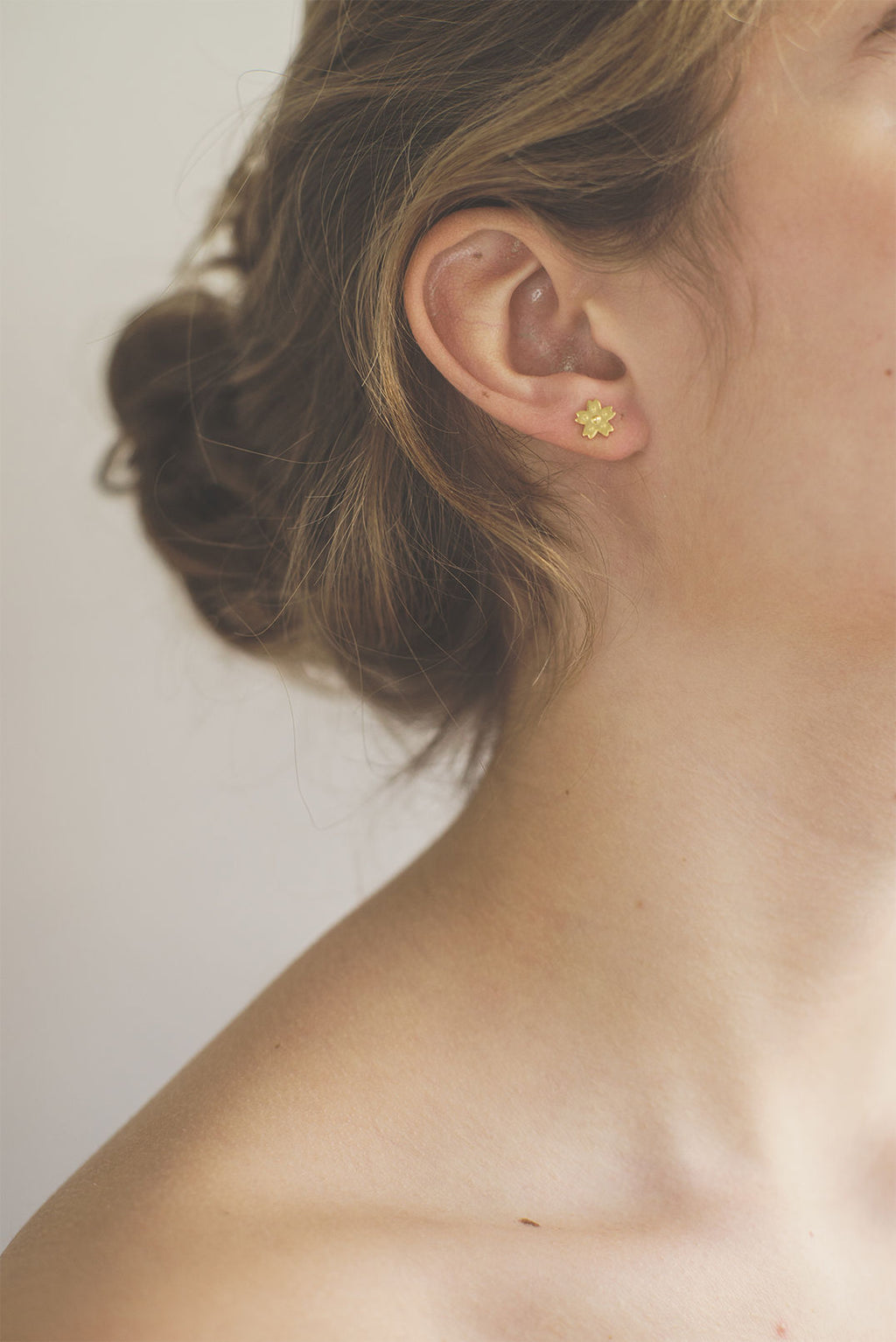 Sakura Backdrop Gold Plated Studs w. Coral