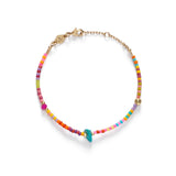 Secret Beach Gold Plated Bracelet w. Beads, Jade & Turquoise