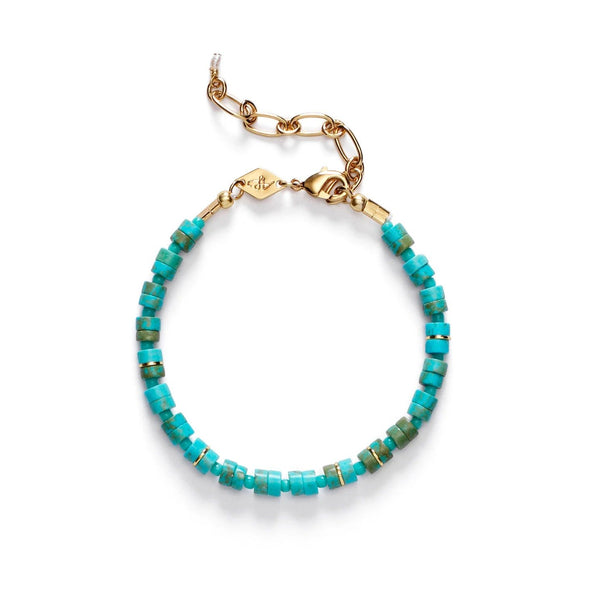 Lagoon Gold Plated Bracelet w. Beads & Turquoises