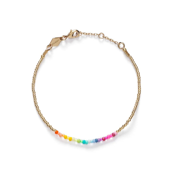 Golden Rainbow Gold Plated Bracelet w. Mixed coloured Beads