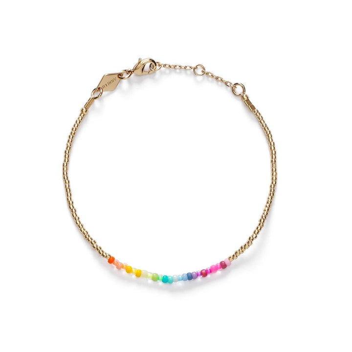 Golden Rainbow Gold Plated Bracelet w. Mixed coloured Beads