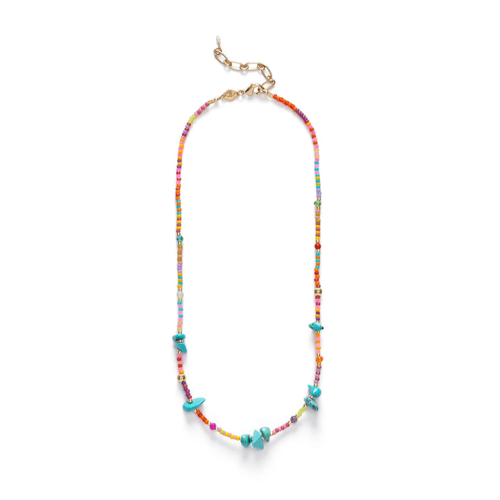 Secret Beach Gold Plated Necklace w. Beads, Jade, Amethyst & Turquoise