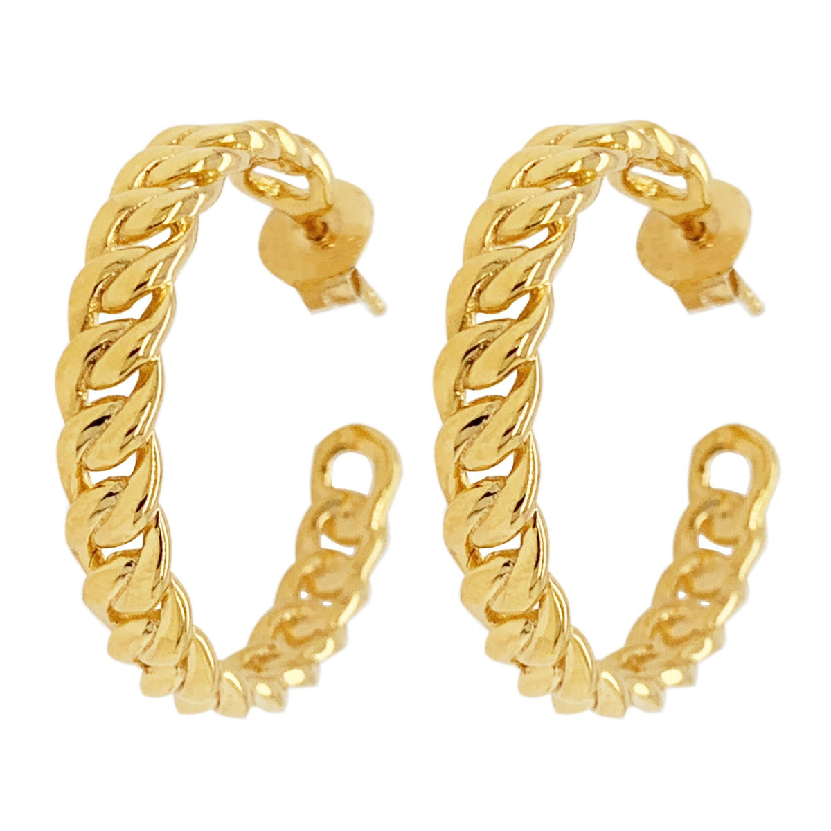 Curb Large Gold Plated Hoops
