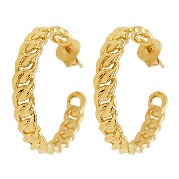 Curb Large Gold Plated Hoops