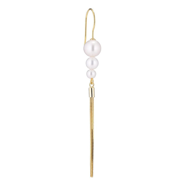 Tassel Hook Ohrring I Goldplattiert 18K I Weiße Perlen