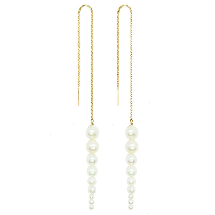 Pointy Pearl Gold Plated Earrings w. Pearl