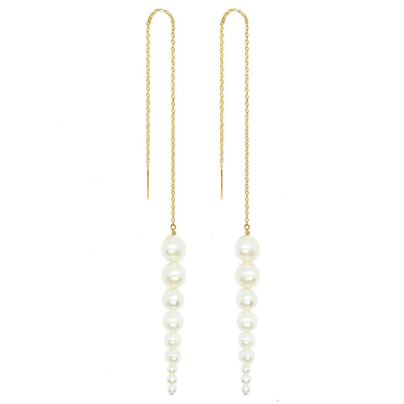 Pointy Pearl Gold Plated Earrings w. Pearl
