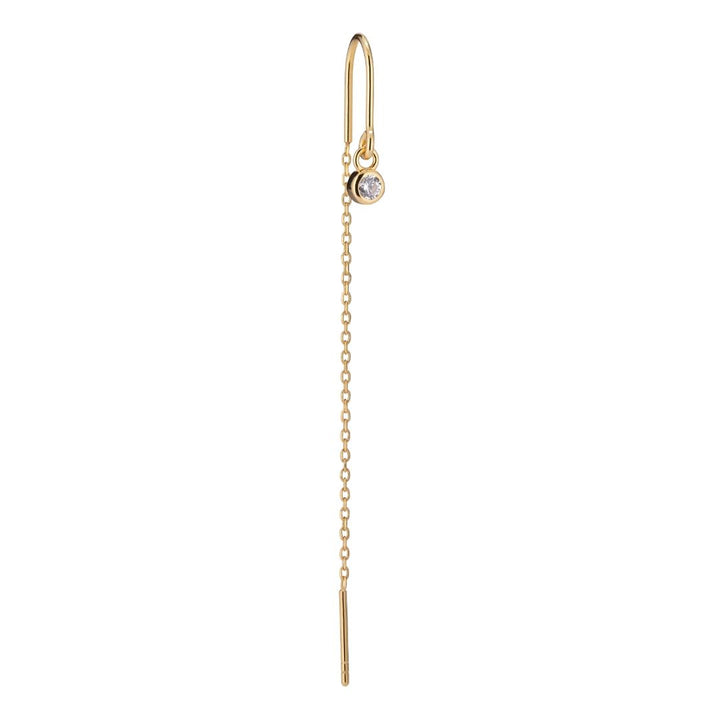 Crystal Hook 18K Gold Plated Earring w. White Zirconia