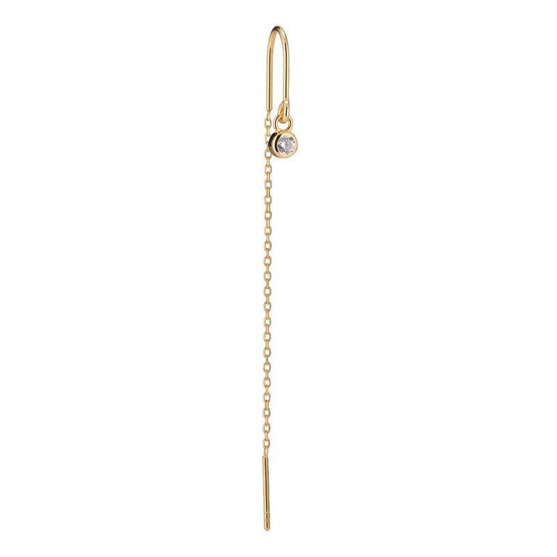 Crystal Hook 18K Gold Plated Earring w. White Zirconia