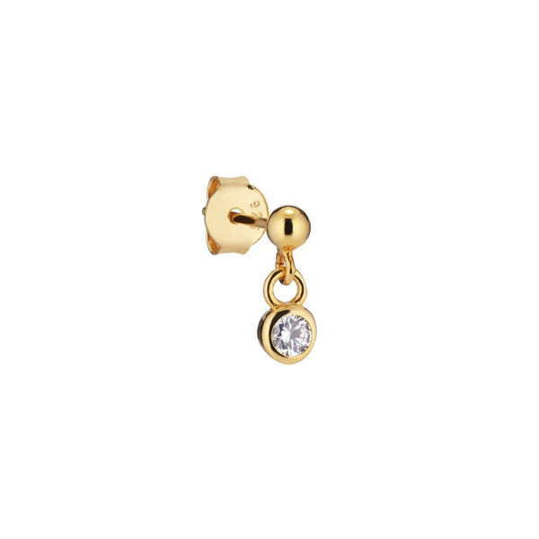 Crystal 18K Gold Plated Stud w. White Zirconia