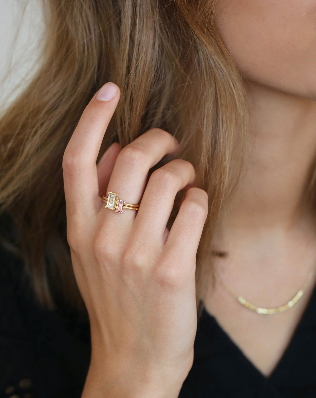 Nord Pink S Turned 18K Whitegold Ring w. Tourmaline & Diamond