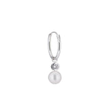 Bubble 18K silberner Hoop I Weiße Perle & Zirkon