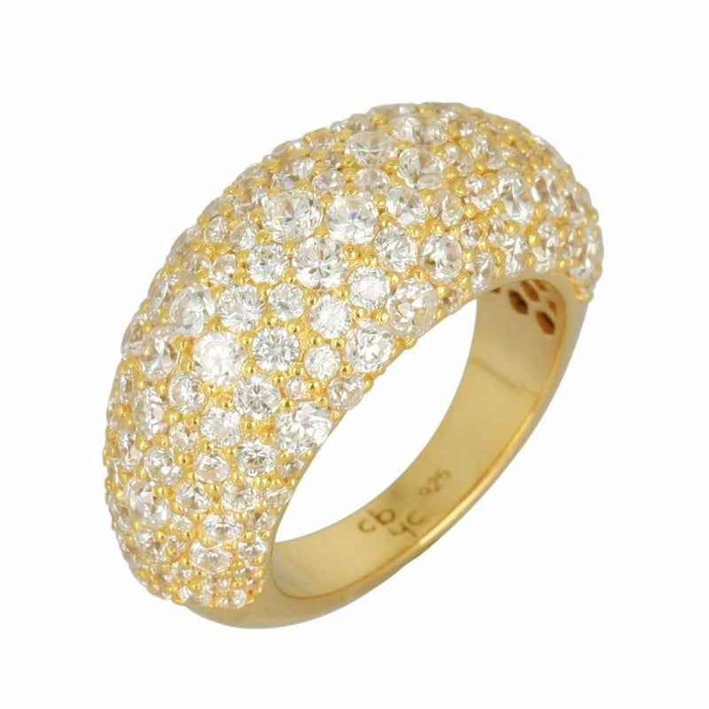 Pebble Gold Plated Ring w. Zirconia