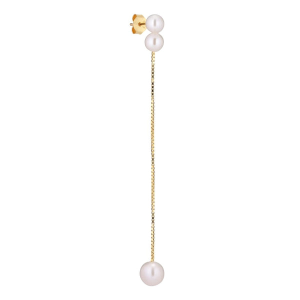 Sun Ray 18K Gold Plated Stud w. White Pearls