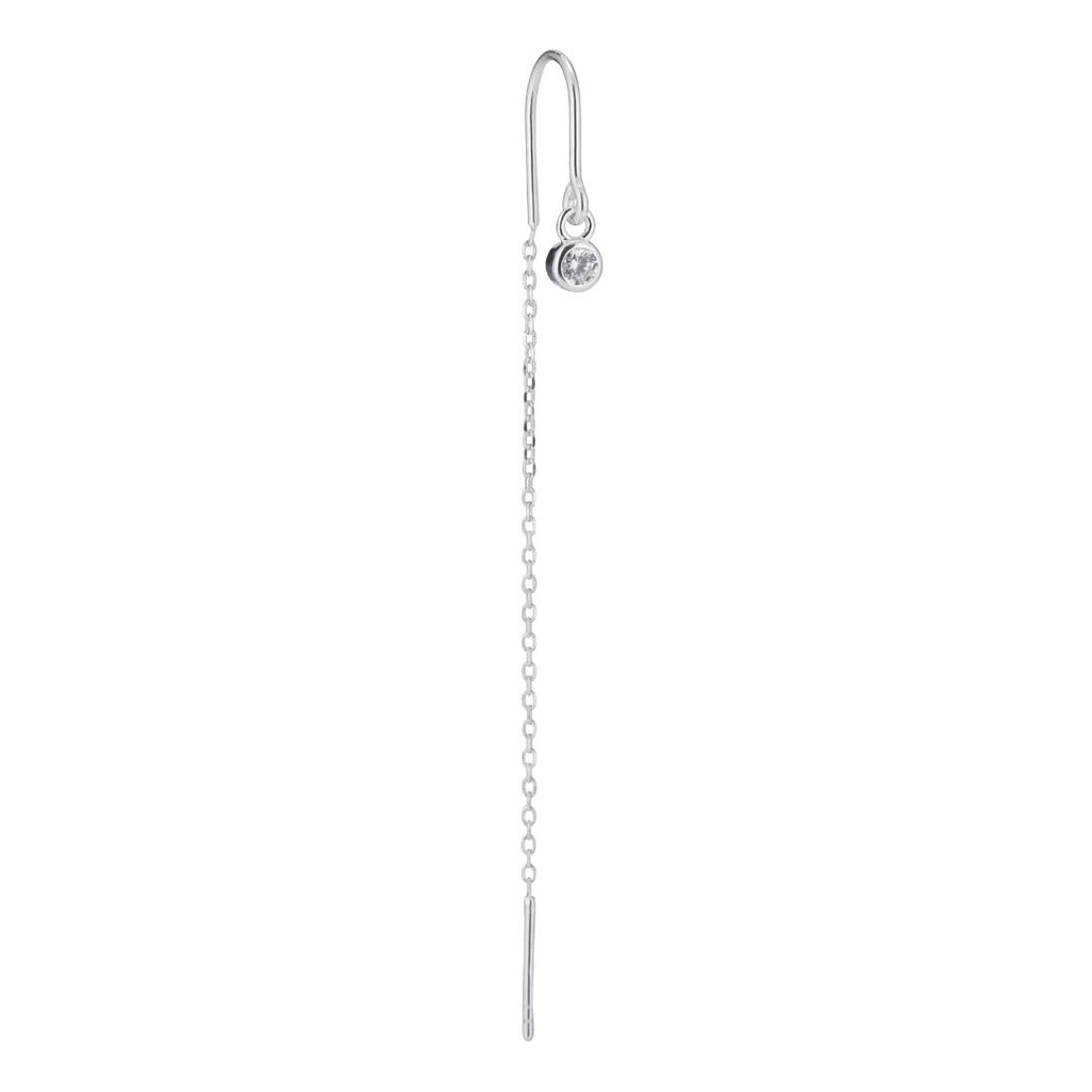 Crystal Hook Threader Sølv Ørering m. Hvid Zirkon