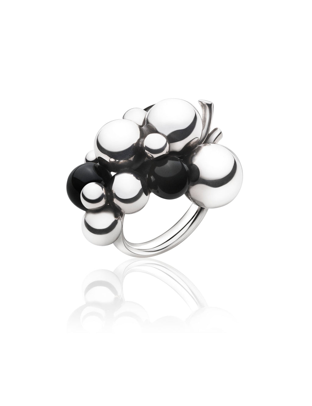 Large Black Moonlight Grapes Silver Ring