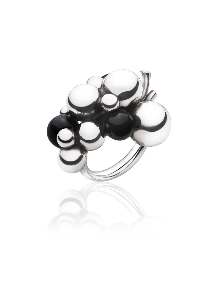 Large Black Moonlight Grapes Silver Ring