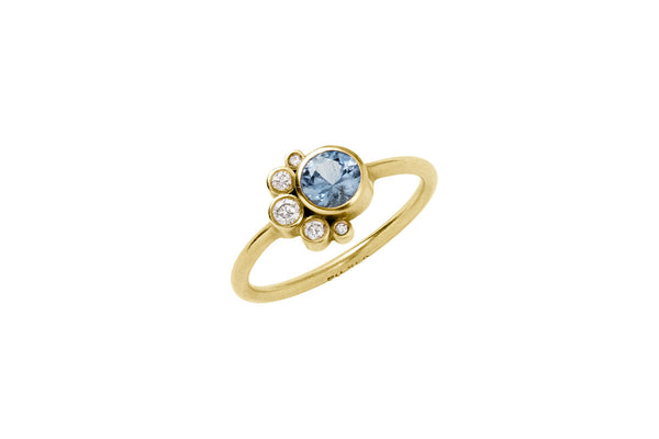 Belle de Jour 18K Gold Ring w. Diamond & Sapphire