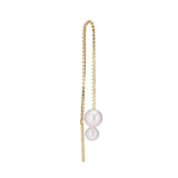 Deux Threader 18K Gold Plated Earring w. White Pearls