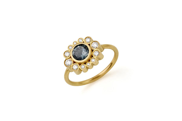 Belle de Nuit 18K Guld Ring m. Diamant & Turmalin