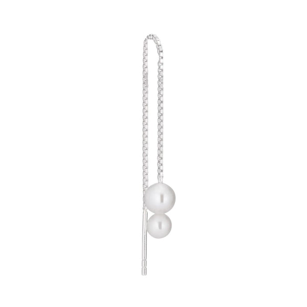Deux Threader 18K Ohrring aus Silber I Weiße Perlen