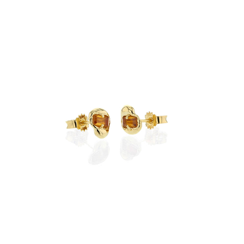 Connected Gold Plated Earrings w. Orange Zirconias