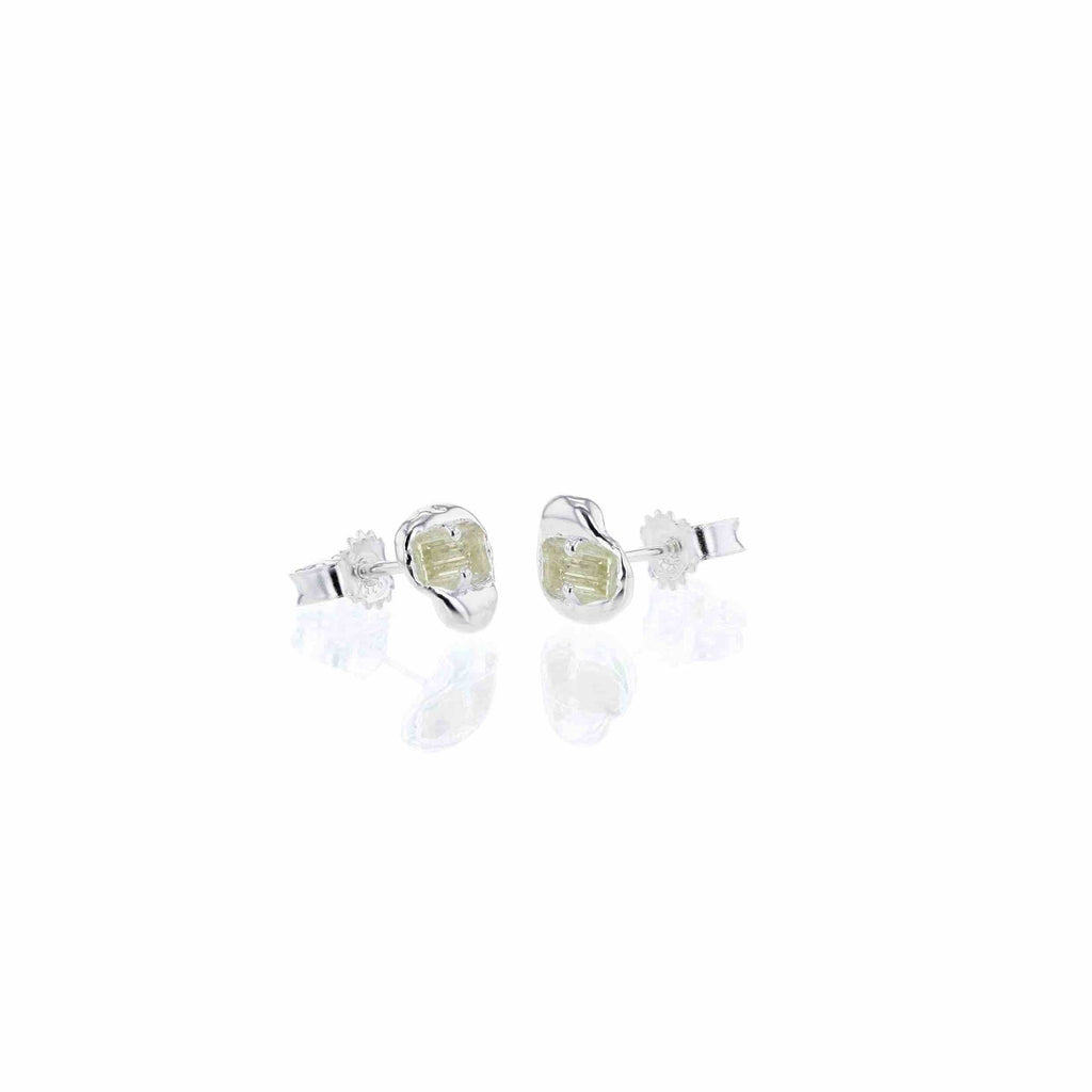 Connected Silver Earrings w. Yellow Zirconias