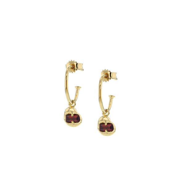 Joined Gold Plated Earrings w. Red Zirconias