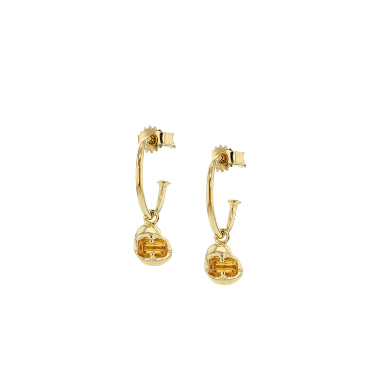 Joined Gold Plated Earrings w. Yellow Zirconias