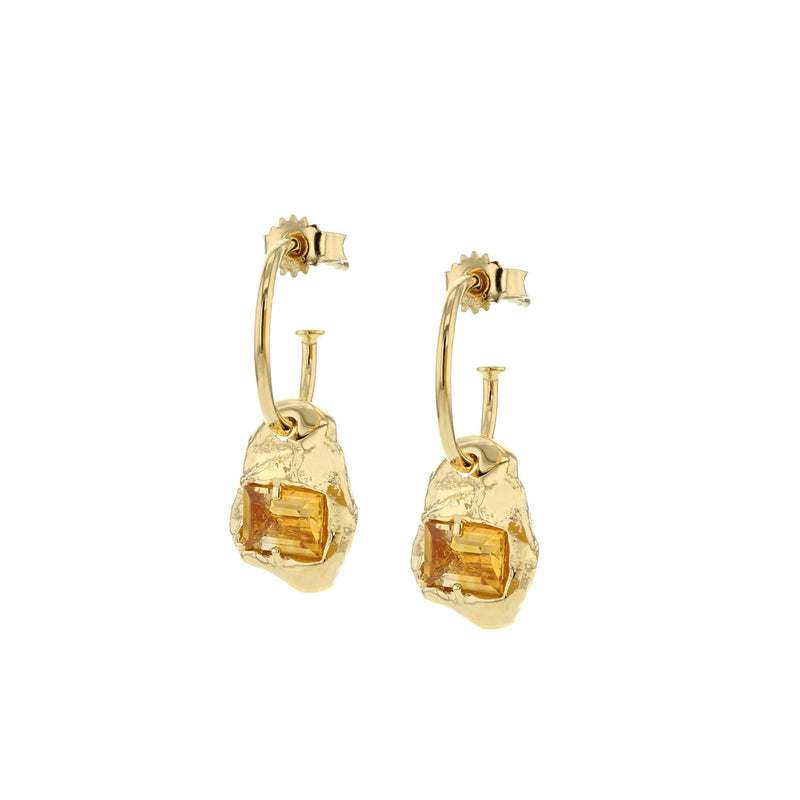 Combined Gold Plated Earrings w. Yellow Zirconias