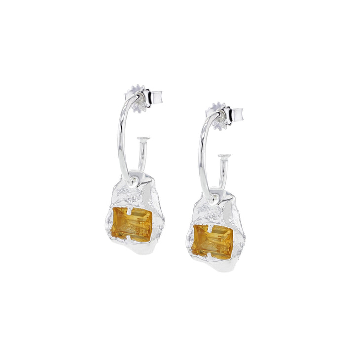 Combined Silver Earrings w. Yellow Zirconia