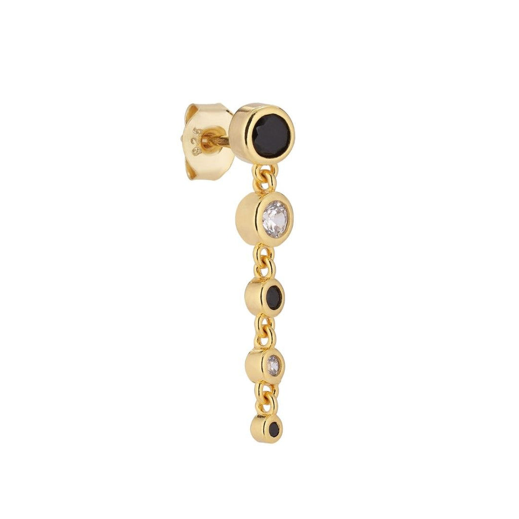 Sombra 18K Gold Plated Stud w. Black Zirconia